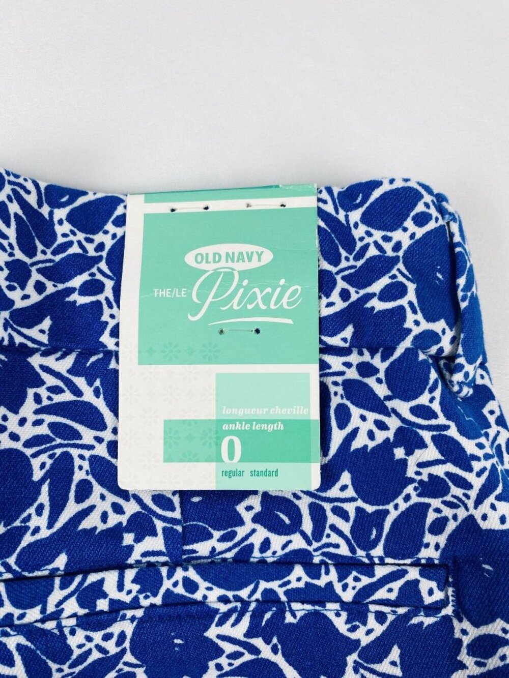 NOs Old Navy Pixie Womens Blue & White Floral Print Ankle Pants Size 0 R - Picture 14 of 16